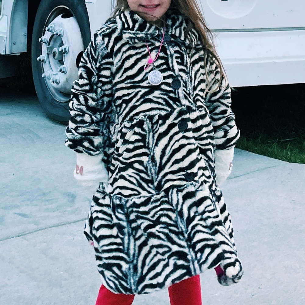 Girls Faux Fur Zebra Coat American Widgeon
